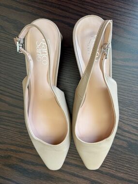 NEW Franco Sarto Nude Block Heels Pointed Toe